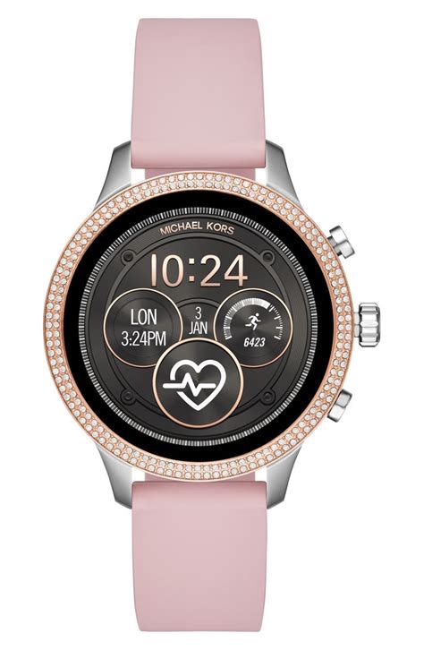 michael kors access runway gen 4 pink silicone strap watch|Runway Pavé Two.